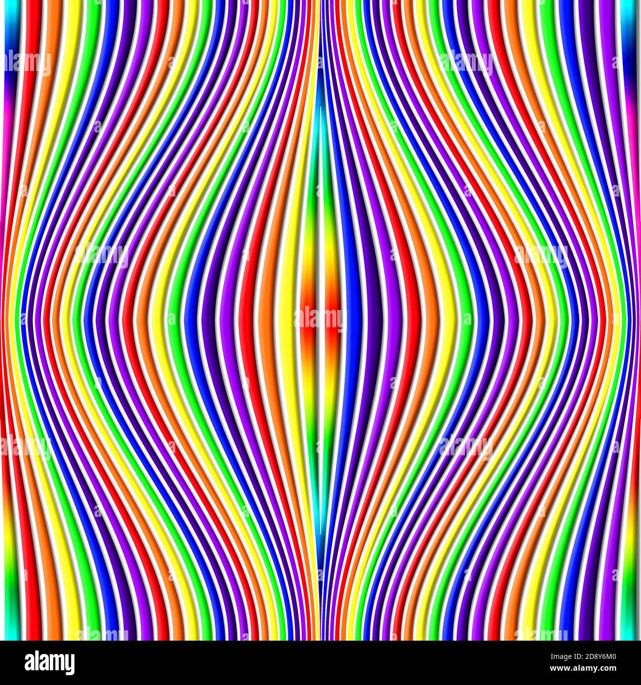Motivo senza giunture: Colori 3D arcobaleno con linee ondulate Foto Stock