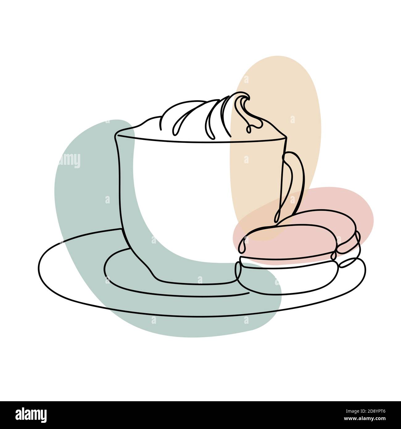 Tazza con crema in stile lineare. Illustrazione Vettoriale