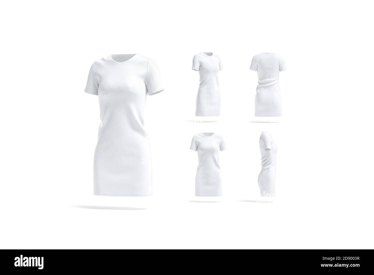 Mockup di abiti bianchi in tessuto bianco, viste diverse Foto Stock