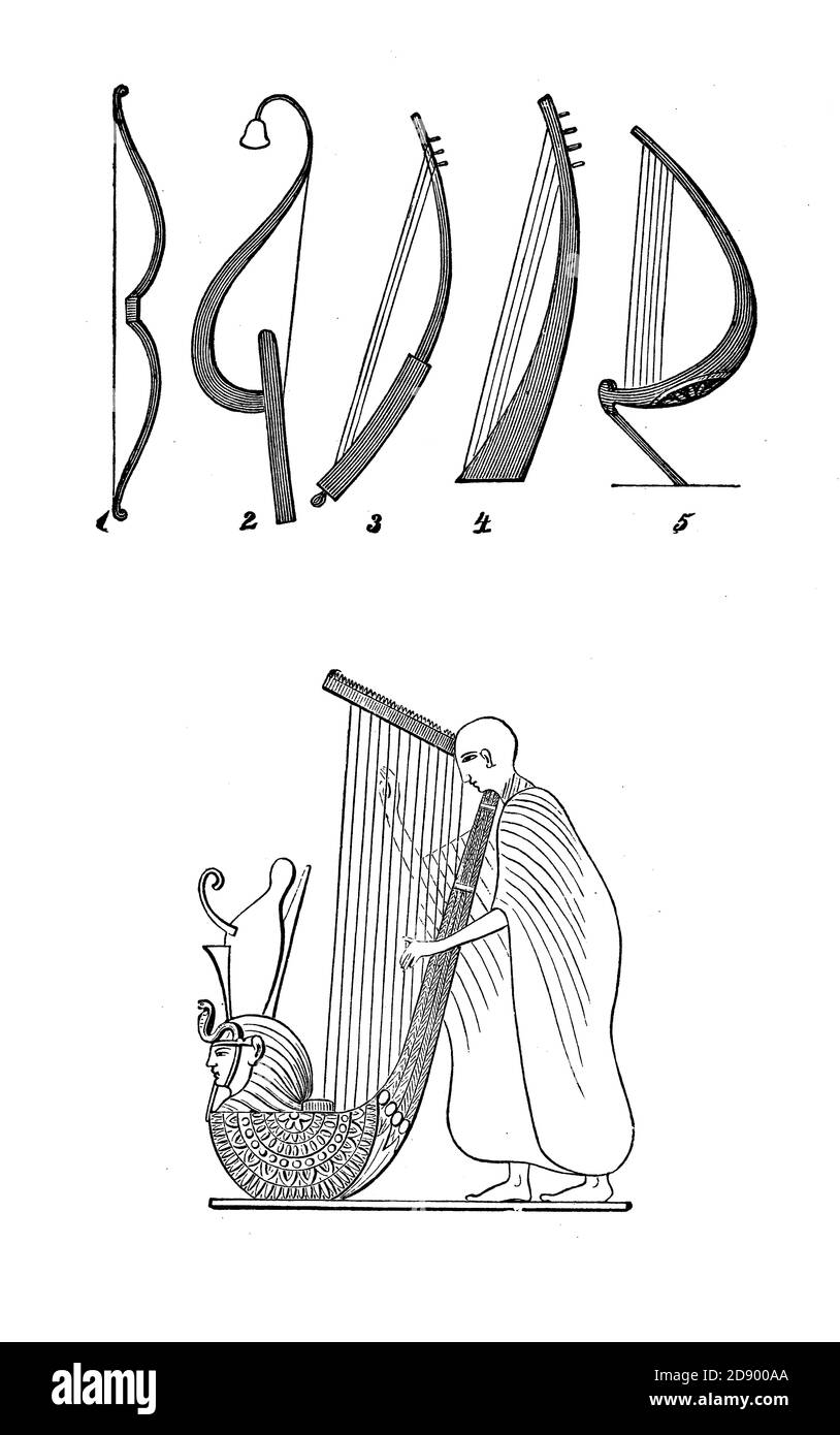 Strumenti musicali: Arpe nell'antichità Foto Stock