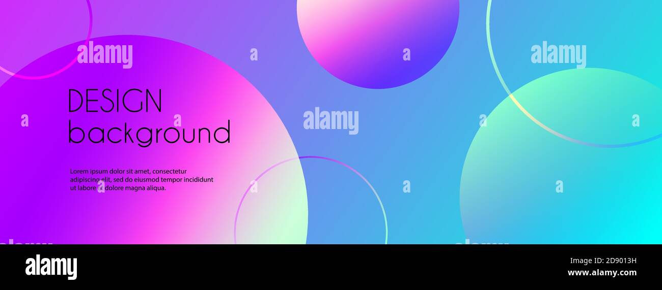 Banner vettoriale lungo trendy con sfere 3d. Sfumatura sfondo minimo per la copertina di facebook con spazio di copia per il testo Illustrazione Vettoriale
