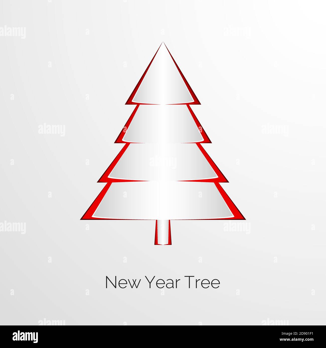 Carta albero nuovo anno. Modello biglietto di auguri per l'anno nuovo. Elemento ornamentale Origami. Decorazione delle vacanze invernali. Vettore Illustrazione Vettoriale