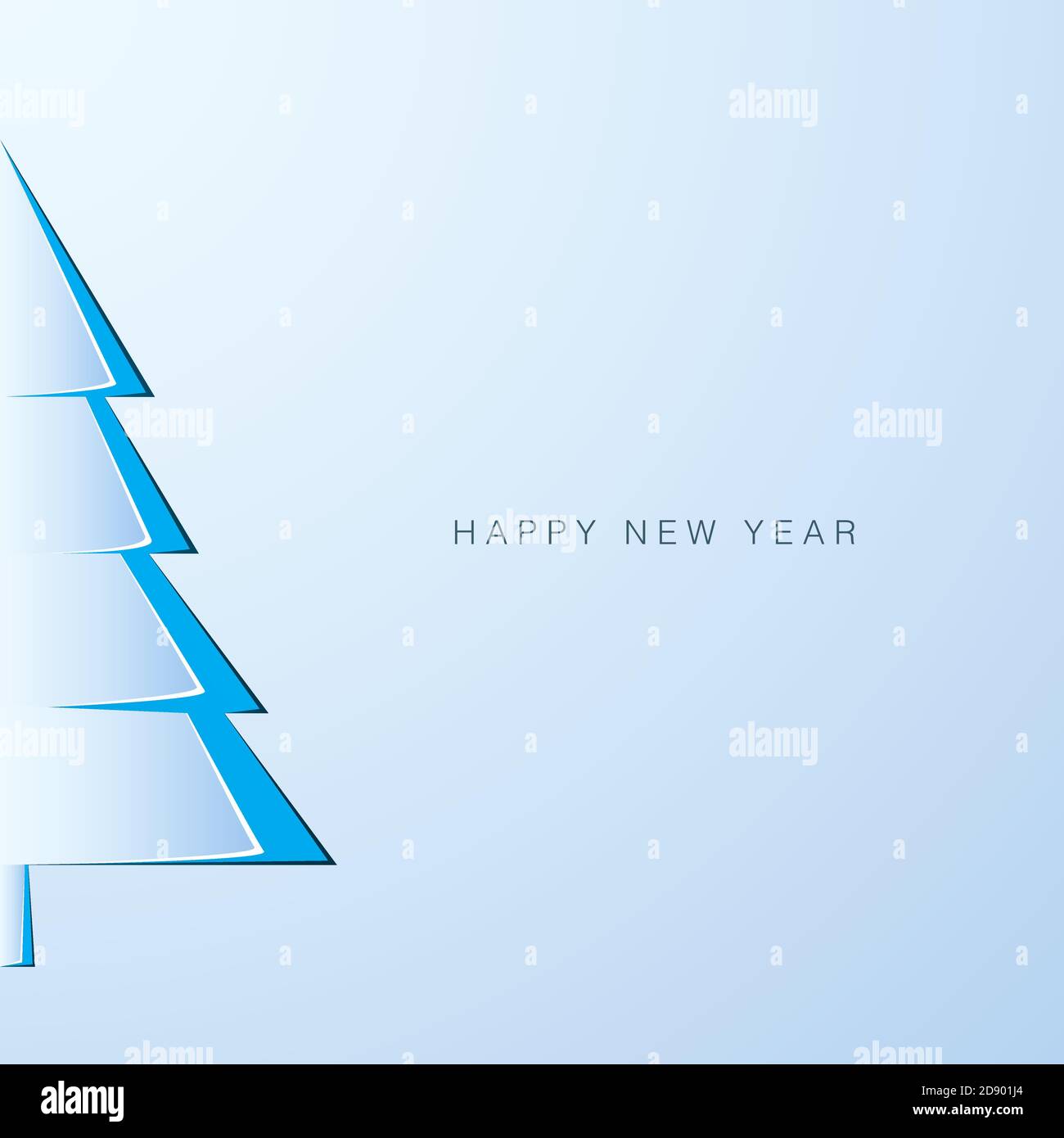 Carta albero nuovo anno. Modello biglietto di auguri per l'anno nuovo. Decorazione delle vacanze invernali. Vettore Illustrazione Vettoriale