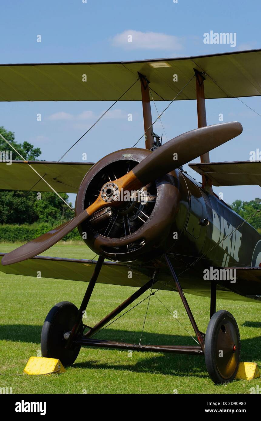 Sopwith Triplane N6290, G-BOCK at Shuttleworth Collection, Old Warden Foto Stock