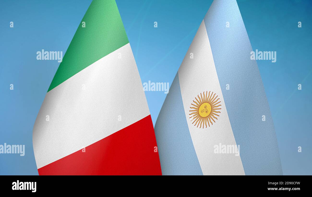 Italia e Argentina due bandiere Foto Stock