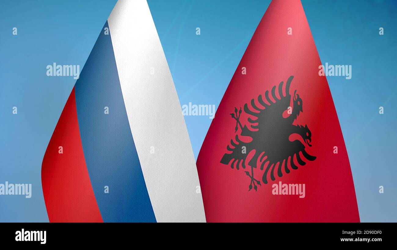Russia e Albania due bandiere Foto Stock