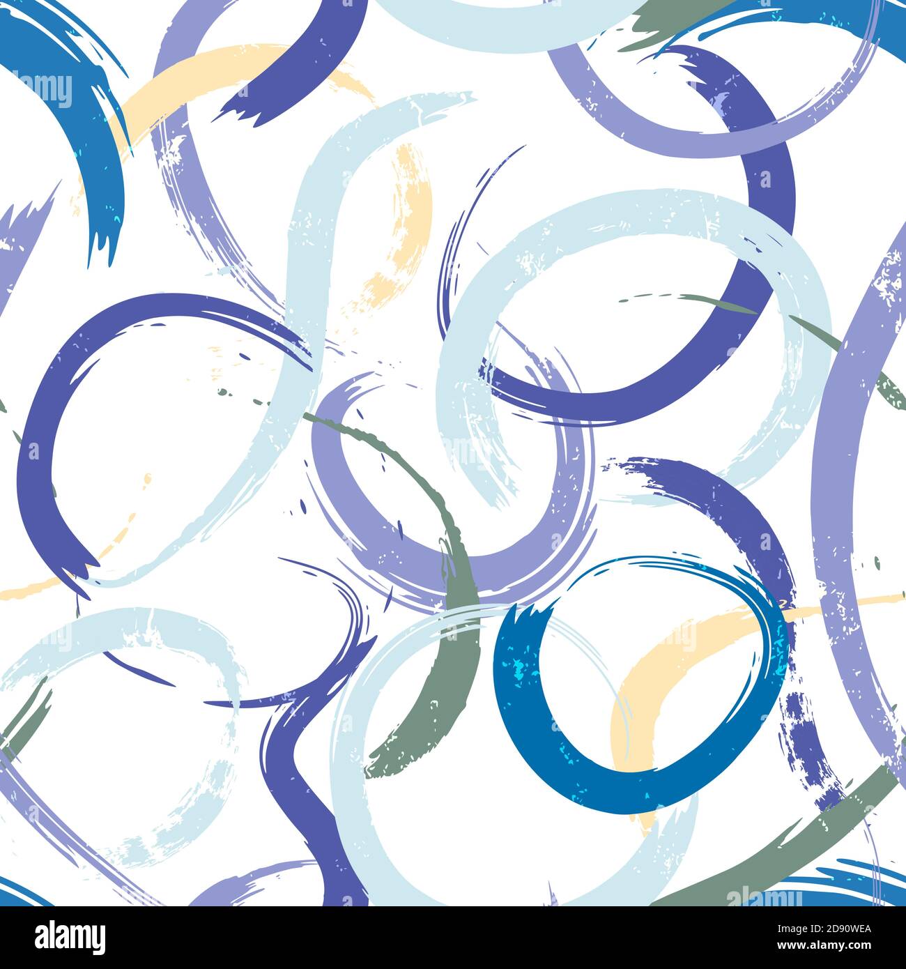 motivo di sfondo astratto senza giunture, con semicerchi/cerchi, tratti di vernice e schizzi Illustrazione Vettoriale