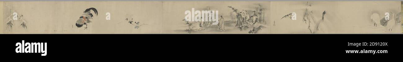 Kano Yasunobu - uccello, fiori e varie figure cinesi Foto Stock