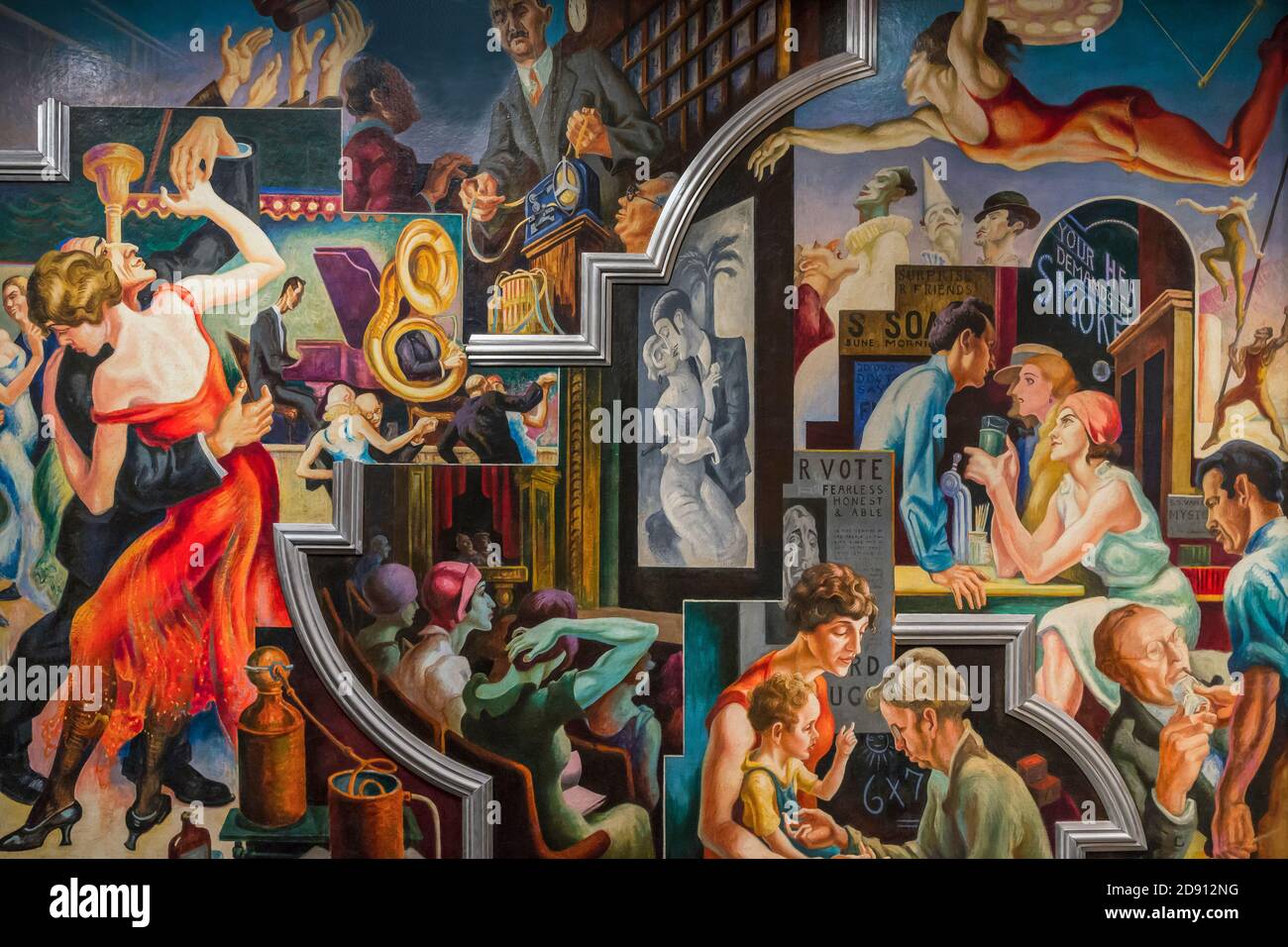 Attività di città con Dance Hall, America Oggi, Thomas Hart Benton, 1930-1931, Metropolitan Museum of Art, Manhattan, New York City, Stati Uniti d'America, Nord Americ Foto Stock