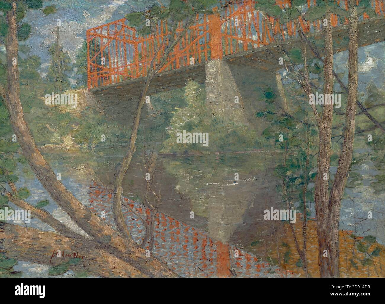 Il ponte rosso, J Alden Weir, 1895, Metropolitan Museum of Art, Manhattan, New York City, Stati Uniti d'America, America del Nord Foto Stock