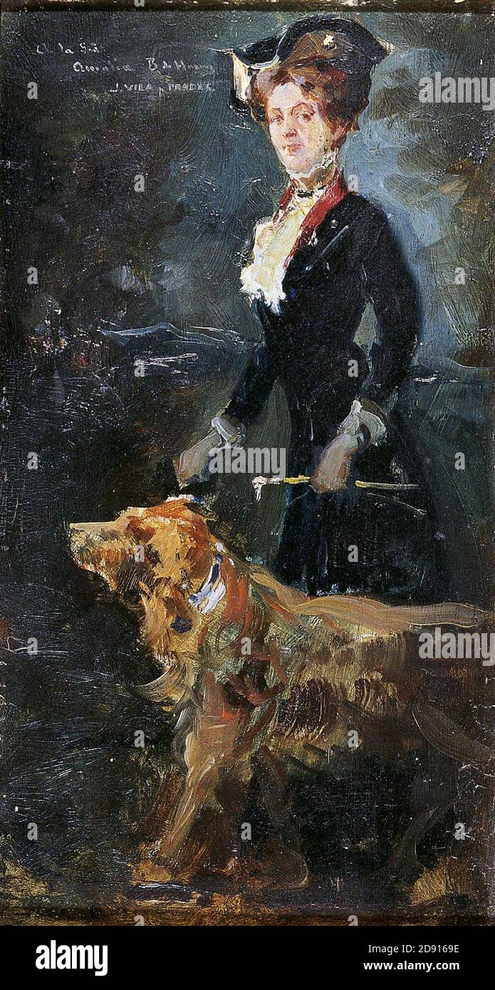 JVP 1905 retro de señora con perro. Foto Stock