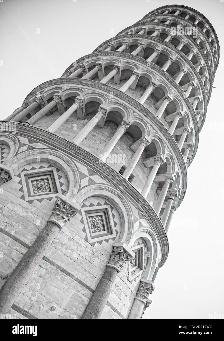 La torre di Pisa in bianco e nero Foto Stock