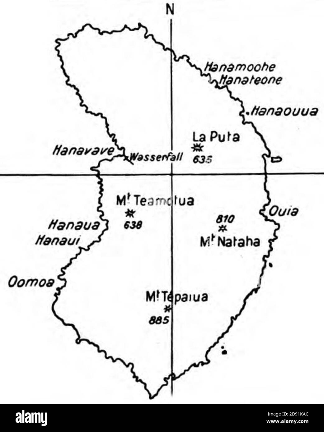 Steinen Marquesaner BD1 nopage Fatu Hiva mappa RAW con località 1925. Foto Stock