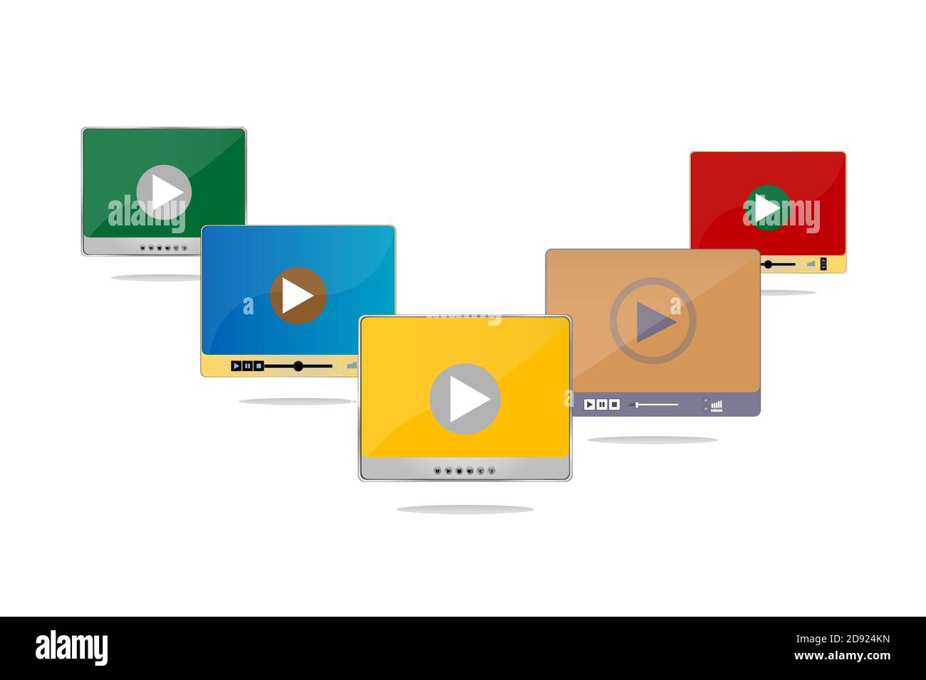 Modello di social media per i moderni lettori multimediali. Modello Media Player. Interfaccia del lettore video. Lettore multimediale mock-up Foto Stock