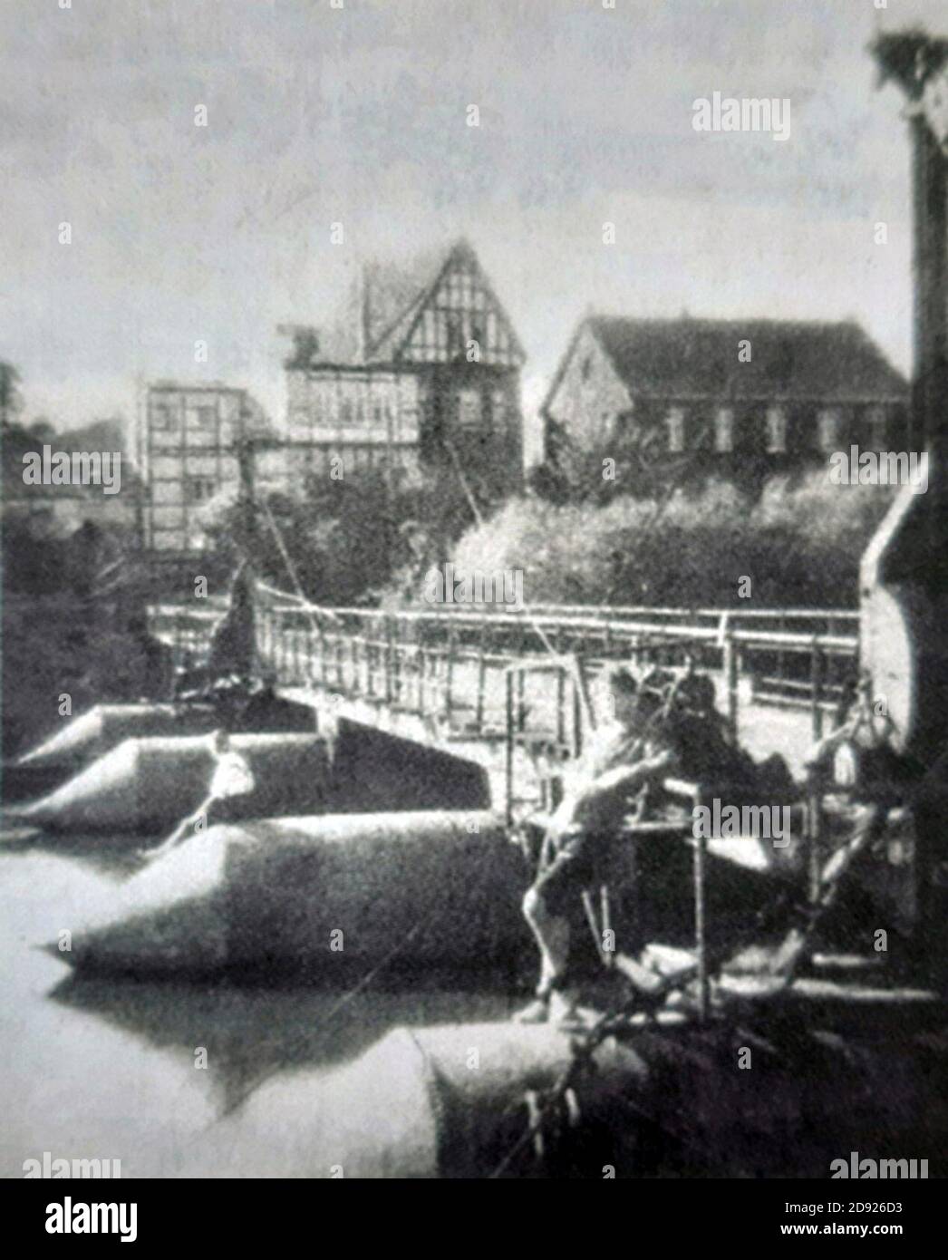 Kampmannbrücke Essen, Ehem. Pontonbrücke. Foto Stock