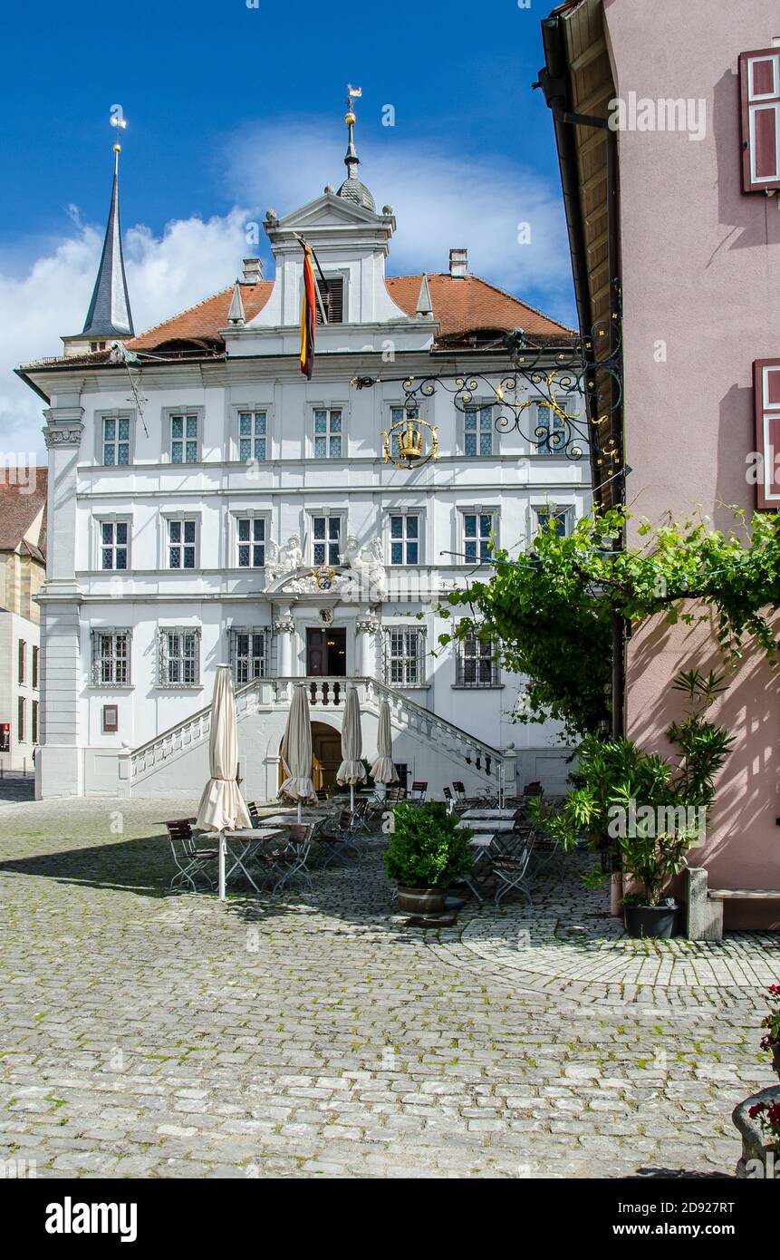 Iphofen si trova nel distretto di Kitzingen, in Baviera, nel Regierungsbezirk di Unterfranken. Si trova a 9 km a sud-est di Kitzingen Foto Stock