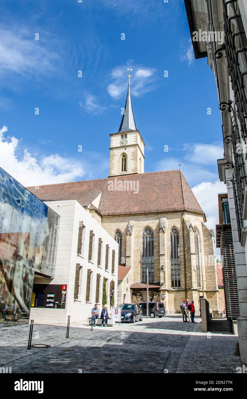 Iphofen si trova nel distretto di Kitzingen, in Baviera, nel Regierungsbezirk di Unterfranken. Si trova a 9 km a sud-est di Kitzingen Foto Stock