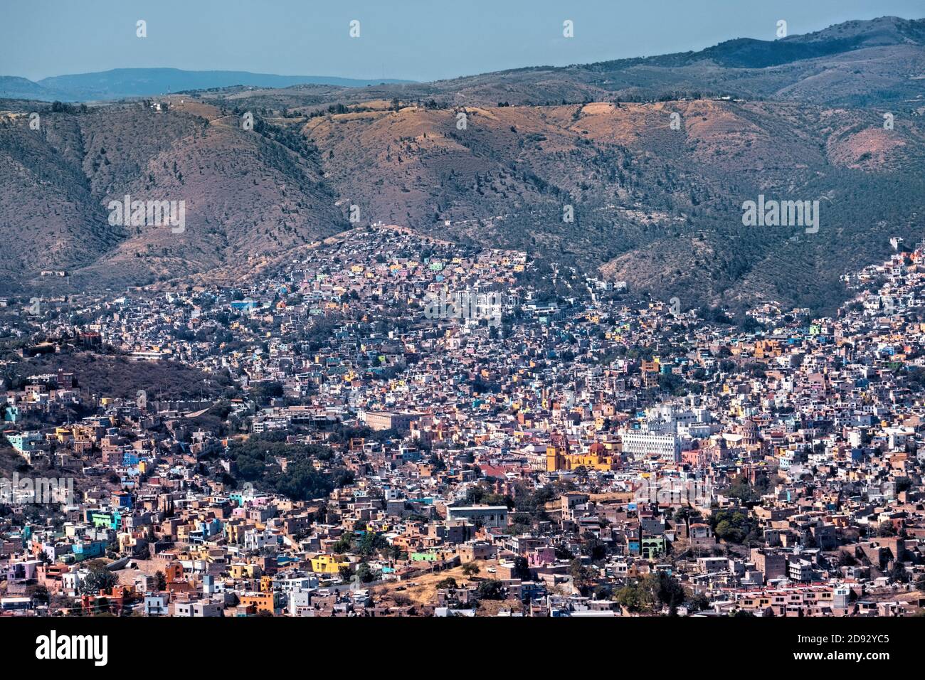 Vista sulla città di Guanajuato, Stato di Guanajuato, Messico Foto Stock