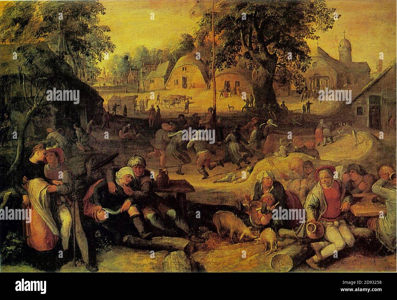 Karel van Mander (i) - Dorpstafereel Foto Stock