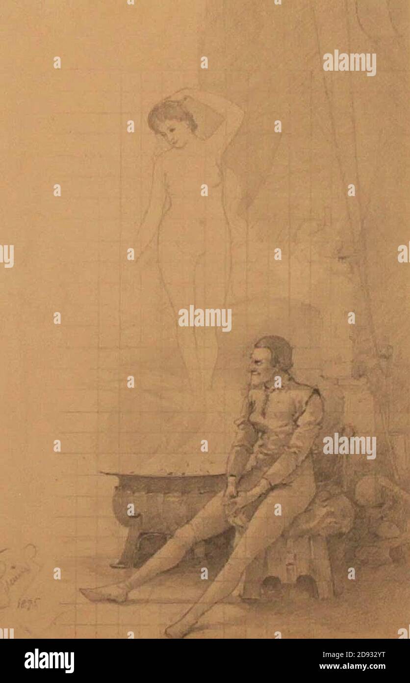 Karel Šimůnek (1869-1942) - skica obrazu (1895). Foto Stock