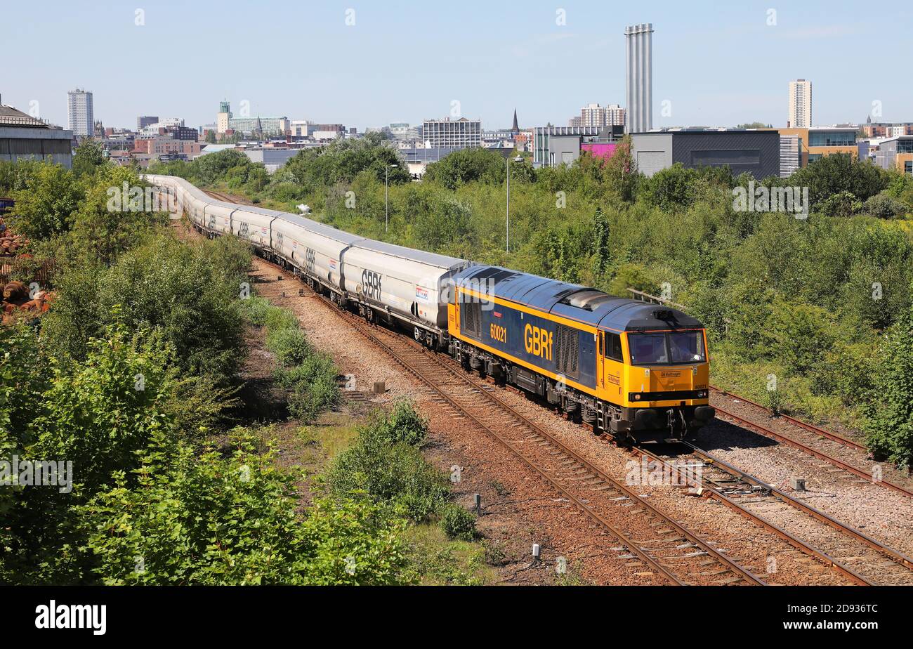 60021 passa Park Lane JC a Gateshead con il 13,32 Lynemouth al Tyne Dock Empty Biomass il 25.6.20. Foto Stock