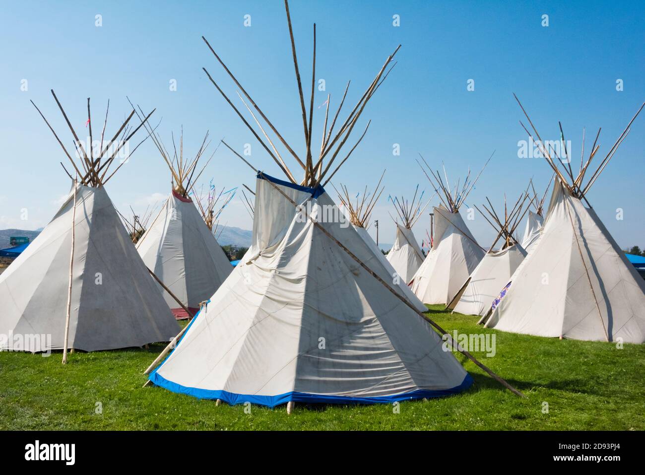 Teepee del popolo nativo americano, Omak, Washington state, USA Foto Stock