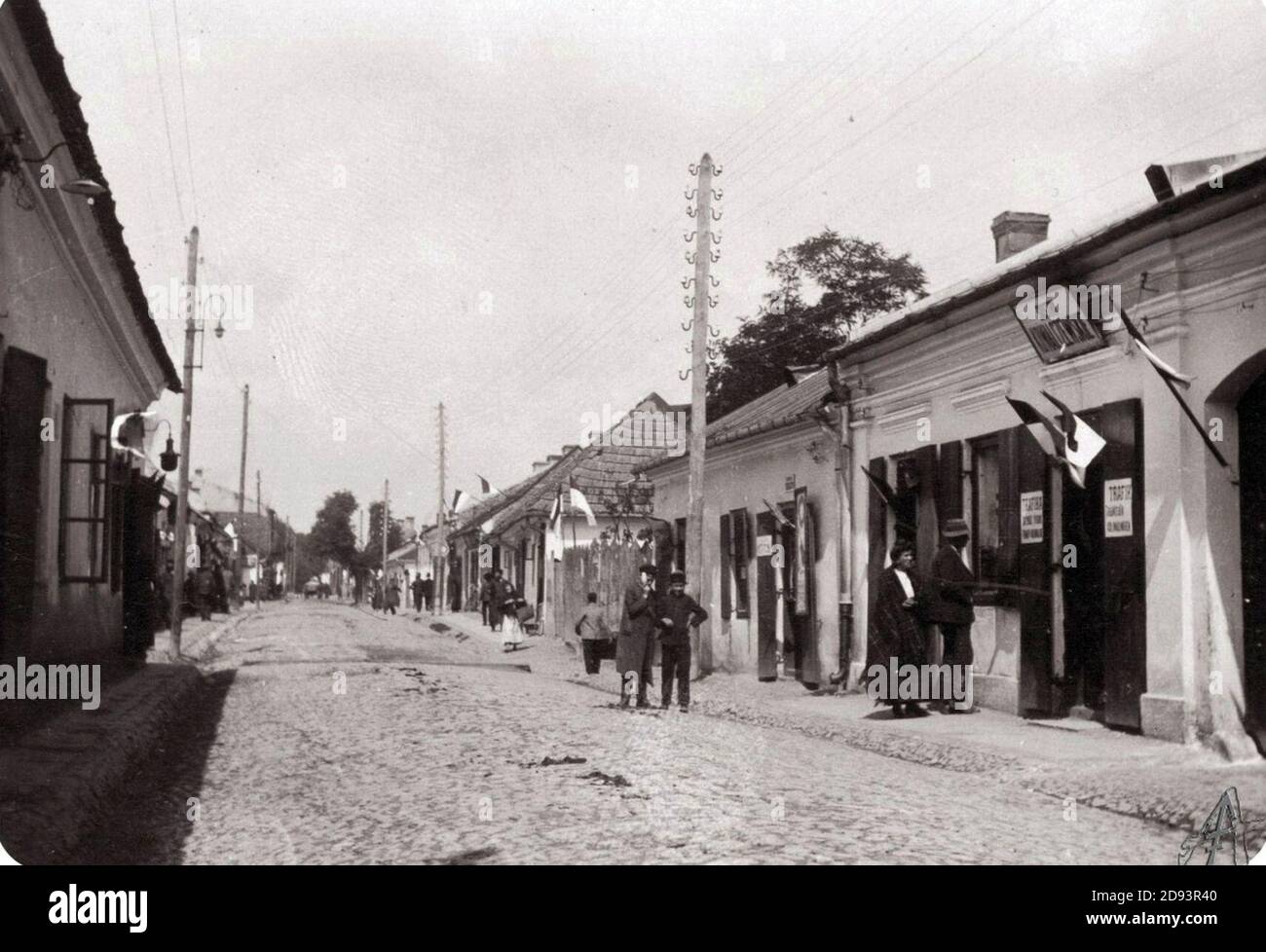 JĘDRZEJÓW. Ulica Klasztorna - 11. Listopada - 1915. Foto Stock