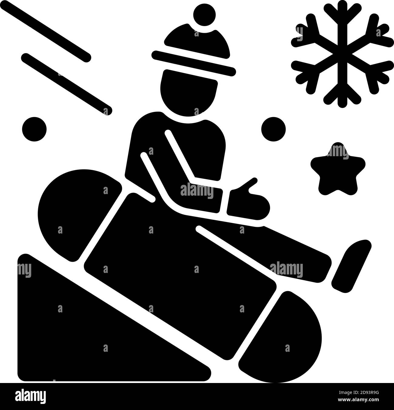 Icona glifo nero di Snow tubing Illustrazione Vettoriale