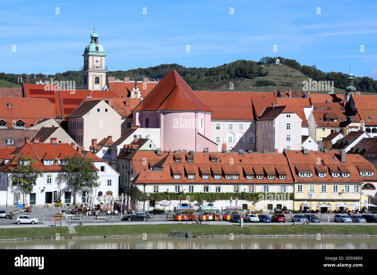 Zona della città vecchia di Maribor sulla riva sinistra di Il fiume Drava in Slovenia Foto Stock