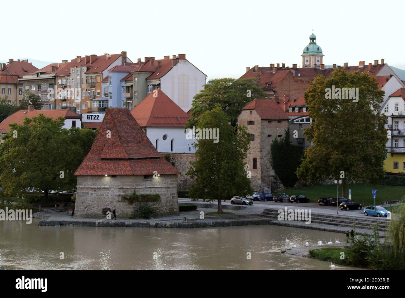 Zona della città vecchia di Maribor sulla riva sinistra di Il fiume Drava in Slovenia Foto Stock