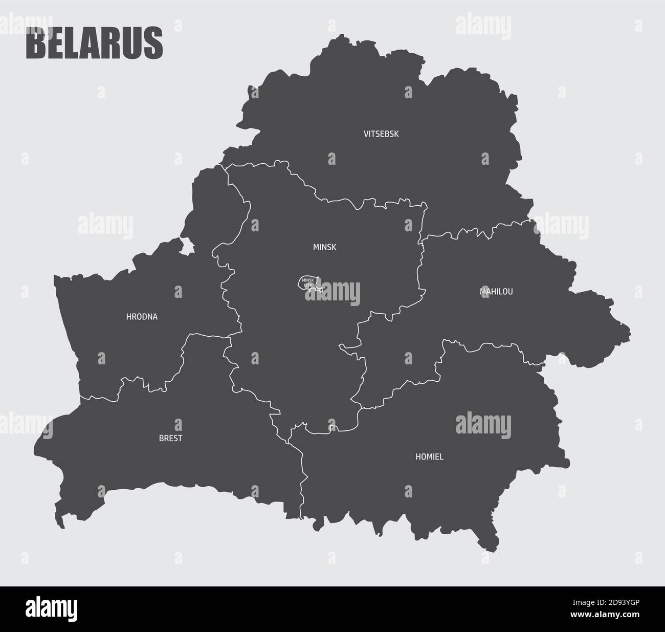 Mappa delle regioni bielorusse Illustrazione Vettoriale