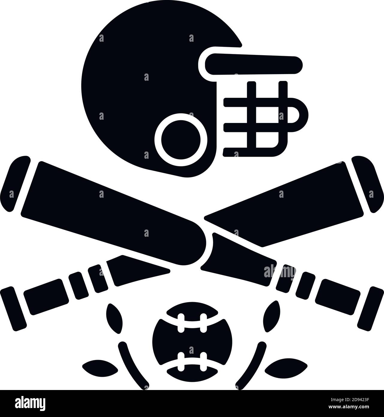 Simbolo di glifo nero da baseball Illustrazione Vettoriale