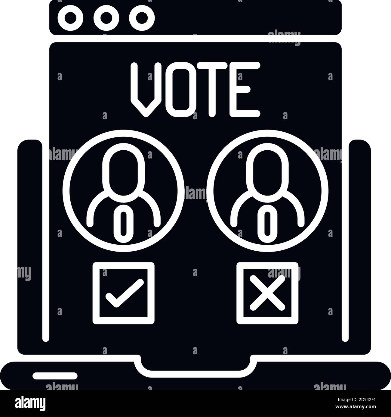 Icona glifo nero per il voto online Illustrazione Vettoriale