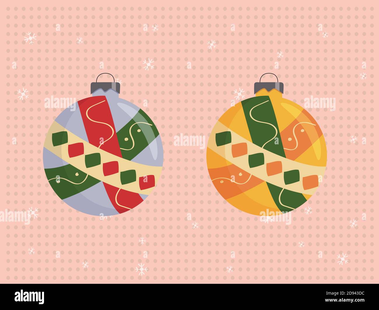 Set di palle di natale vintage. Icone colorate isolate. Illustrazione Vettoriale