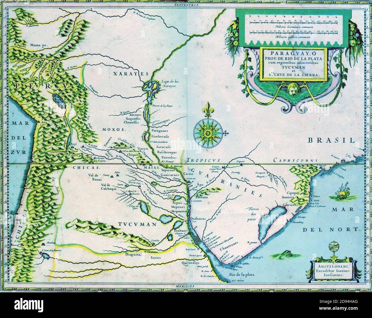 Xvii secolo mappa del Río de la Plata basin Foto Stock