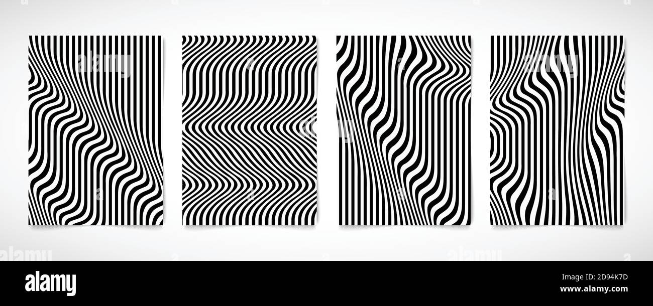 Brochure astratta di disegno con motivo ondulato in bianco e nero. Utilizzare per brochure, copertina, stampa, a4. Illustrazione vettoriale eps10 Illustrazione Vettoriale