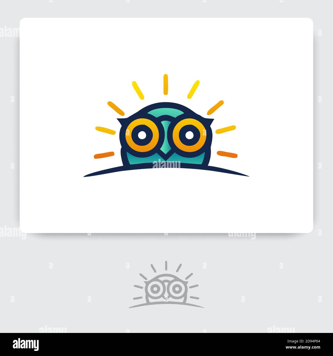 Illustrazione del logo della gufo circolare. Logo della gufo con logo colorato e dal design a linee Illustrazione Vettoriale