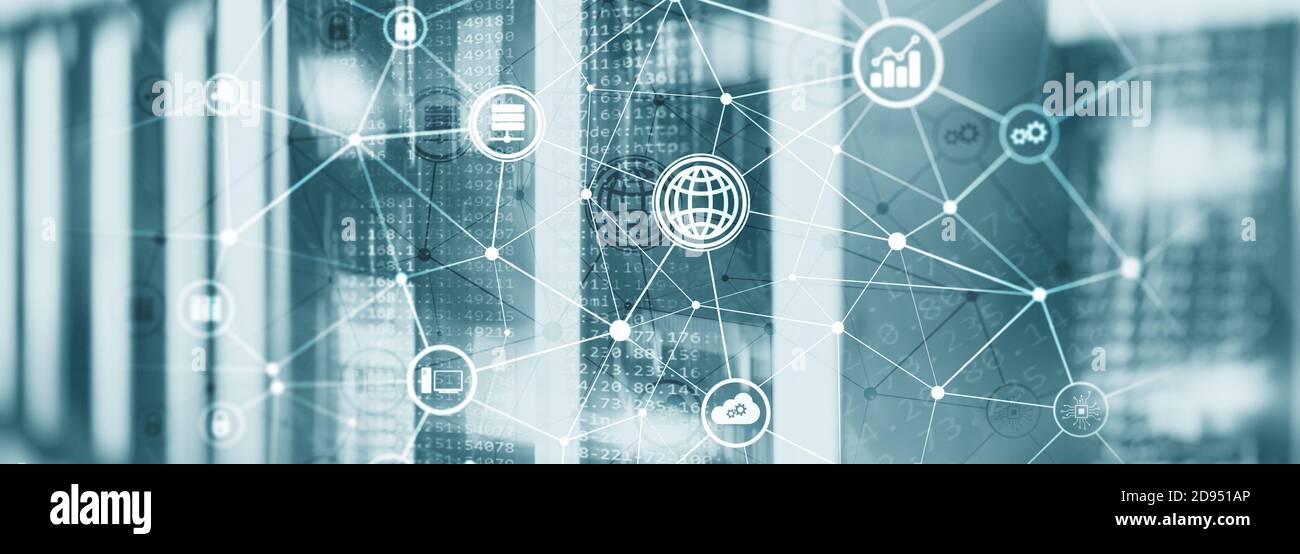 Background tecnologico universale per il tuo progetto. Web e linee. Foto Stock