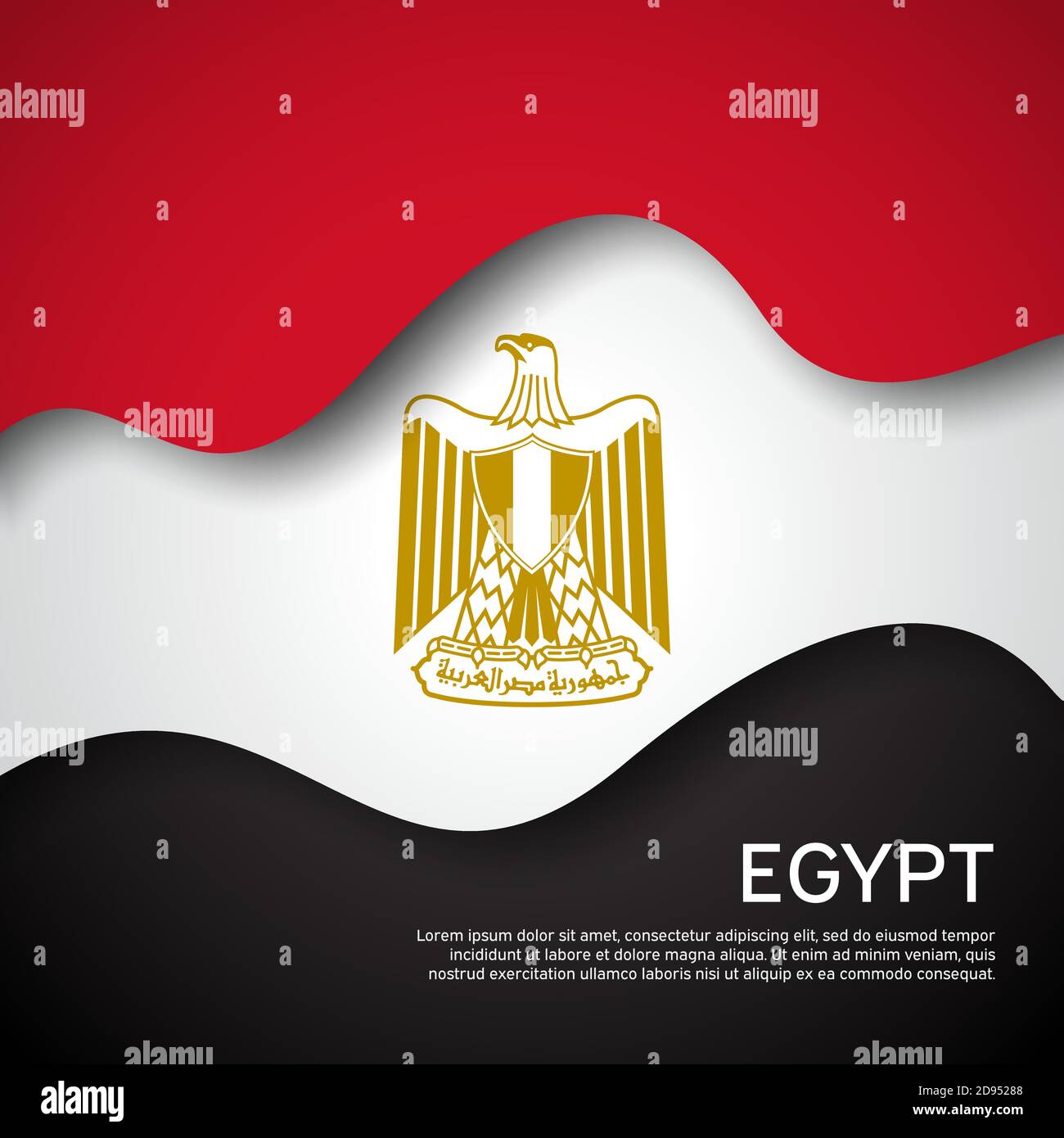 Bandiera egiziana ondulata astratta. Stile di taglio della carta. Sfondo creativo per l'egitto patriottico vacanza carta disegno. Sfondo grafico per il poster. Vettore il Illustrazione Vettoriale