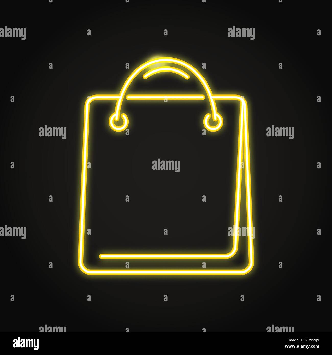 Icona della borsa per la spesa in stile neon line Illustrazione Vettoriale