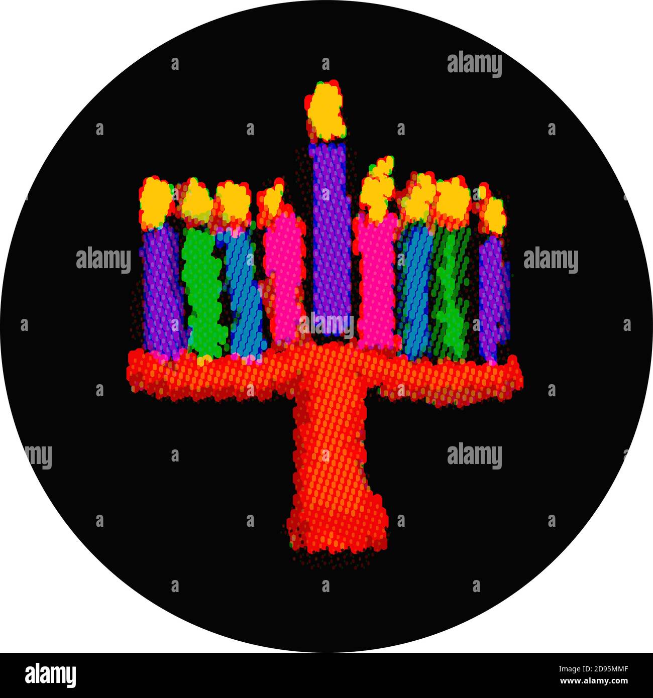 Hanukkah pixel multicolore. Dai cerchi colorati. Festa ebraica Hanukkah. Illustrazione vettoriale su sfondo isolato Illustrazione Vettoriale