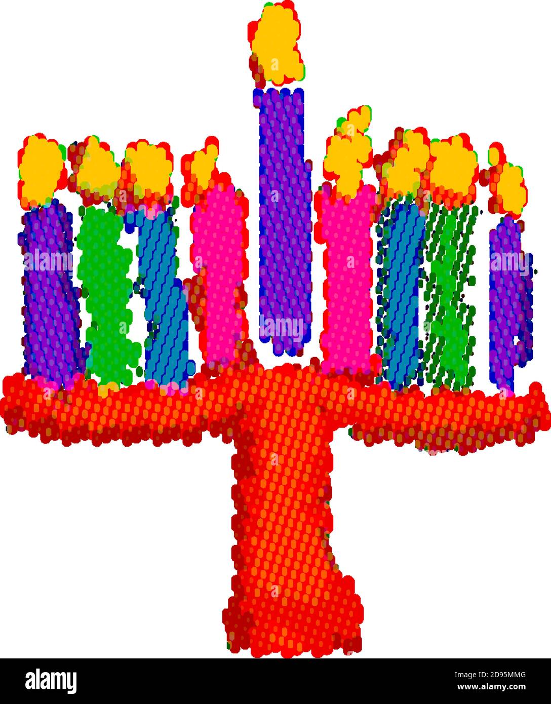 Hanukkah pixel multicolore. Dai cerchi colorati. Festa ebraica Hanukkah. Illustrazione vettoriale su sfondo isolato Illustrazione Vettoriale