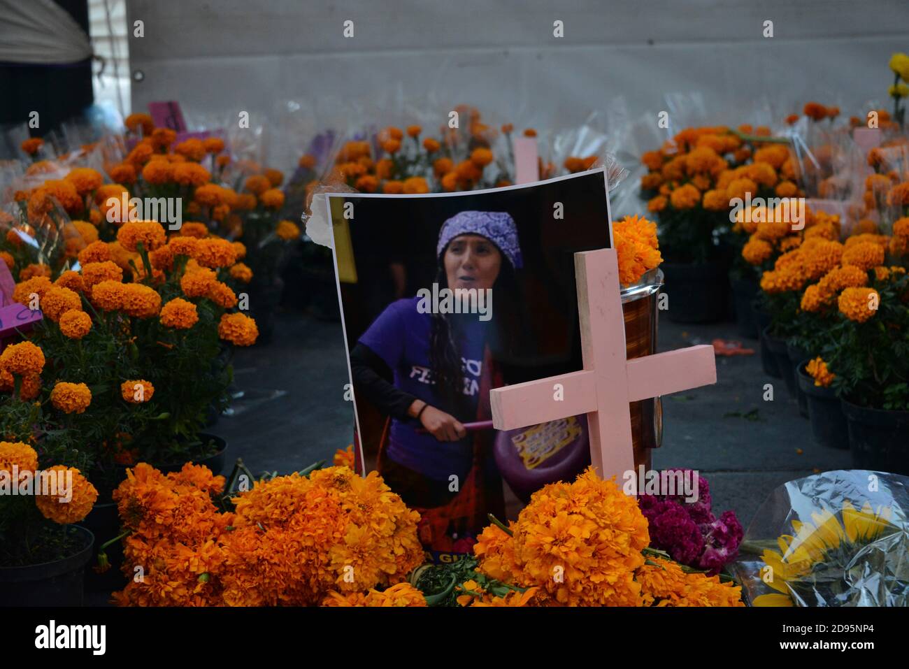 Città del Messico, Messico. 02 novembre 2020. CITTÀ DEL MESSICO, MESSICO - 2 NOVEMBRE: La violenza di genere onorata con il giorno dell'altare Morto durante una marcia per commemorare le vittime del femminicidio, in protesta contro la violenza-genere durante la Giornata dei morti del Messico. Il Messico è uno dei paesi del mondo con il più alto tasso di violenza di genere, nel 2020 ci sono state nuove 489 femminide il 2 novembre 2020 a Città del Messico, Messico. Credit: Carlos Tischler/Eyepix Group/The Photo Access Credit: The Photo Access/Alamy Live News Foto Stock