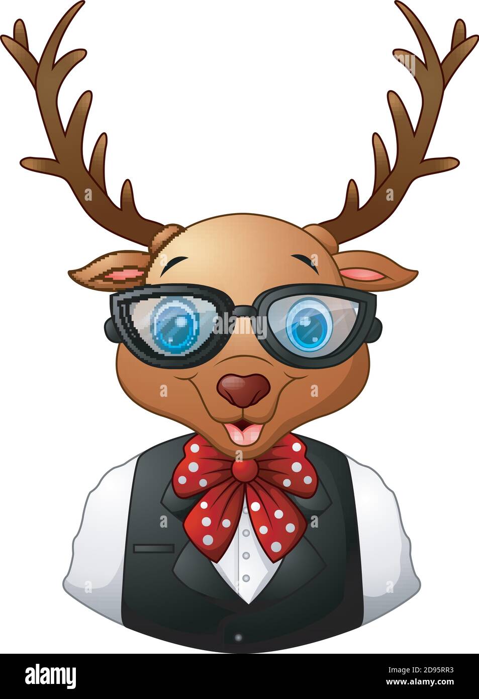 Illustrazione vettoriale di Hipster Deer vestito e occhiali da sole Illustrazione Vettoriale