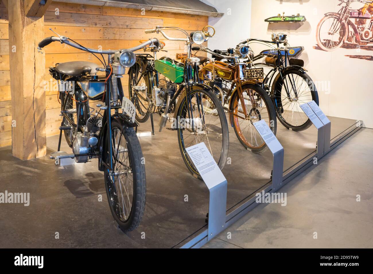 Vecchie moto, Museo PS.SPEICHER, Einbeck, bassa Sassonia, Germania, Foto Stock
