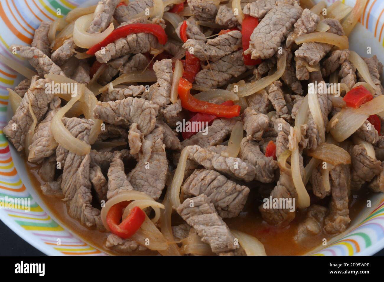 carne di manzo con cipolla e paprika rossa per tacos messicani cibo Foto Stock