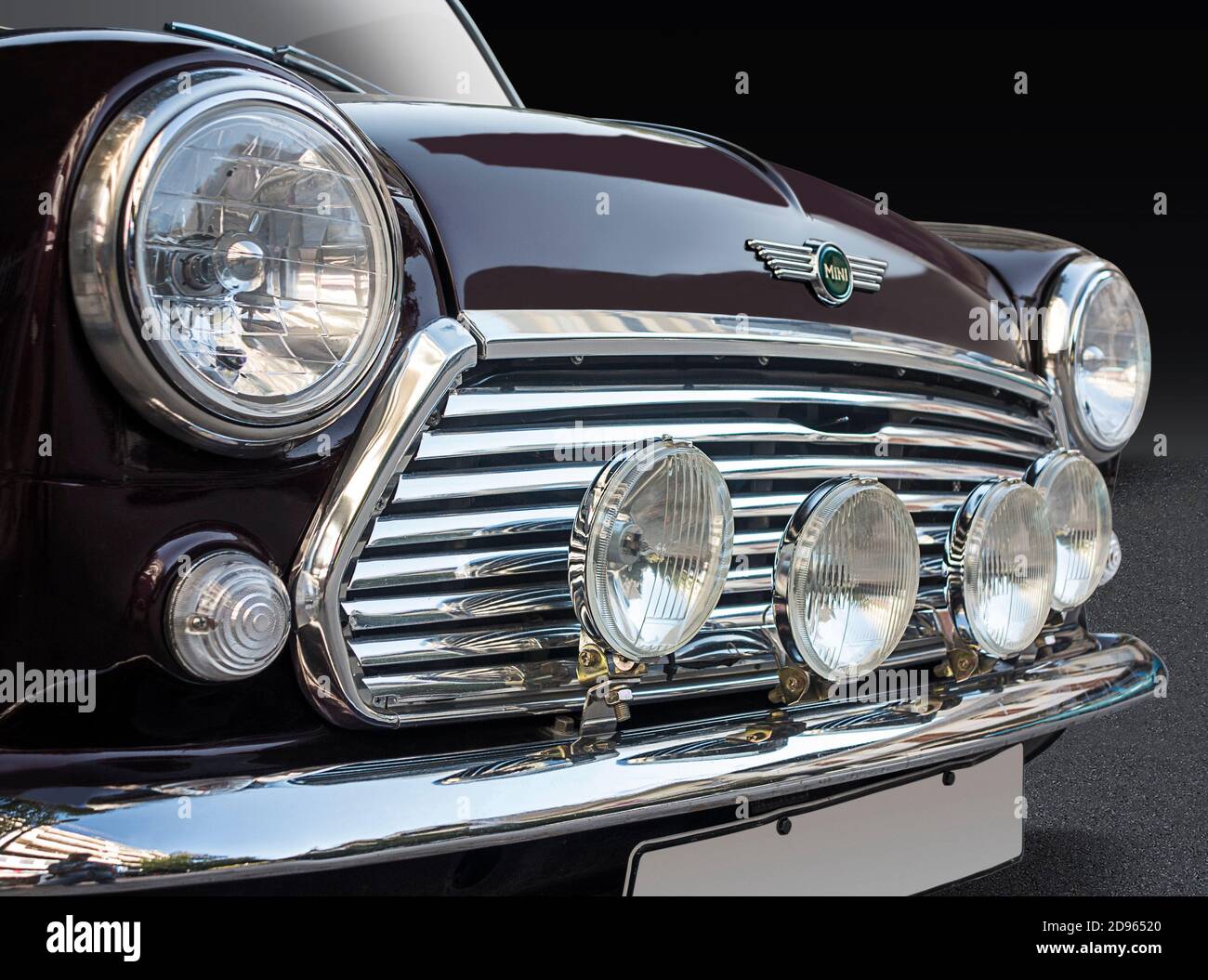 Vista frontale Classic Mini Cooper Chrome Grill Foto Stock