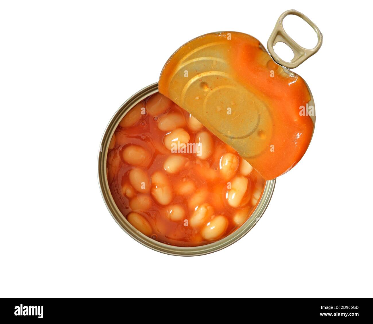 Fagioli cotti in una latta aperta Foto Stock