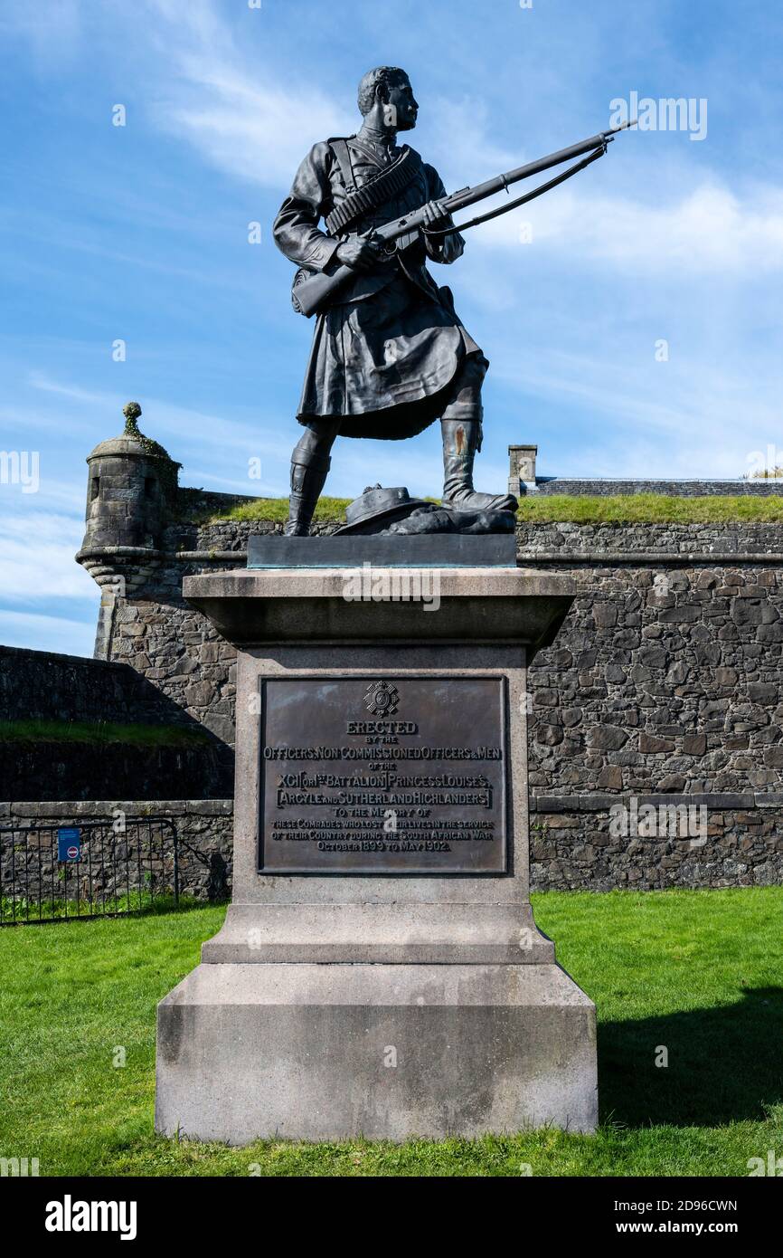 Argyll e Sutherland Highlanders Memorial ai soldati persi durante la guerra sudafricana (Boer War) 1899-1902 a Stirling Castle, Scozia, Regno Unito Foto Stock