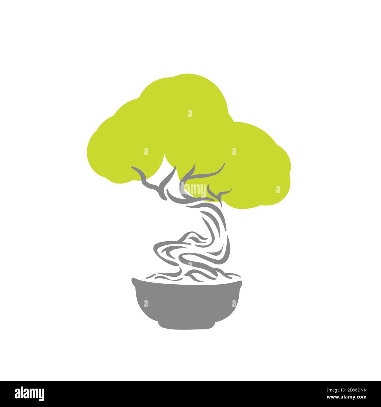 Vecchio bonsai giapponese albero in vaso logo Illustrazione Vettoriale